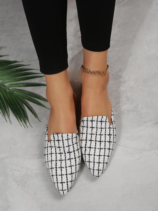 Women's Fashionable Plaid Pattern Slip on Flats, 1 Pair Casual Pointed Toe Soft Flat Shoes for Daily Wear, Lightweight Breathable Comfortable Shoes for Daily Wear, Perfect for Students and Outdoor