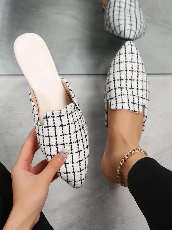 Women's Fashionable Plaid Pattern Slip on Flats, 1 Pair Casual Pointed Toe Soft Flat Shoes for Daily Wear, Lightweight Breathable Comfortable Shoes for Daily Wear, Perfect for Students and Outdoor