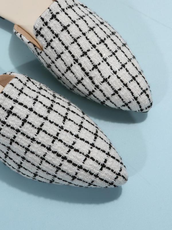 Women's Fashionable Plaid Pattern Slip on Flats, 1 Pair Casual Pointed Toe Soft Flat Shoes for Daily Wear, Lightweight Breathable Comfortable Shoes for Daily Wear, Perfect for Students and Outdoor