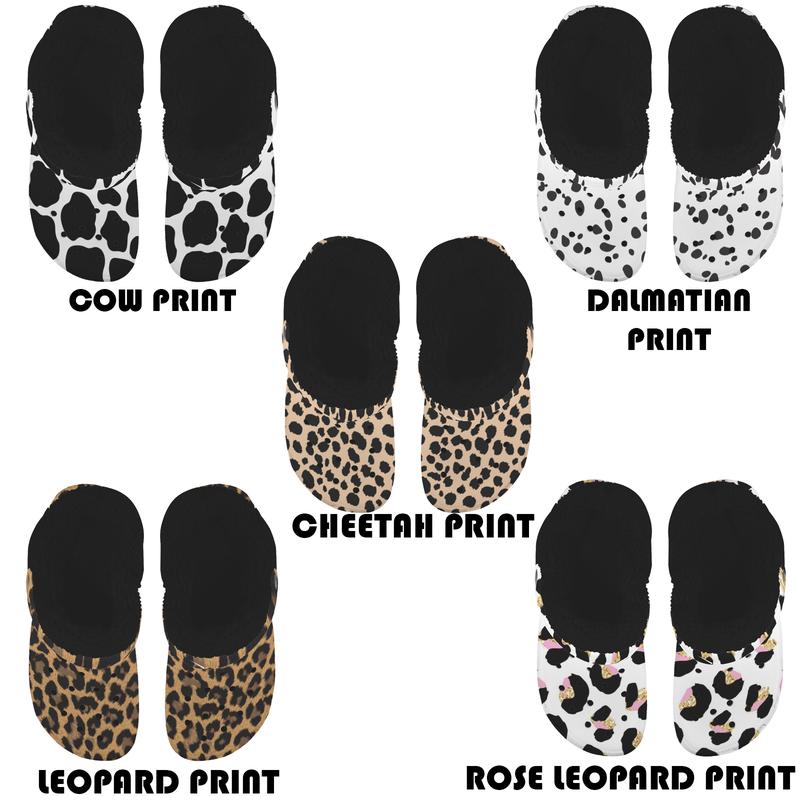 Sherpa Fleece Fur Lined Animal Print Clogs