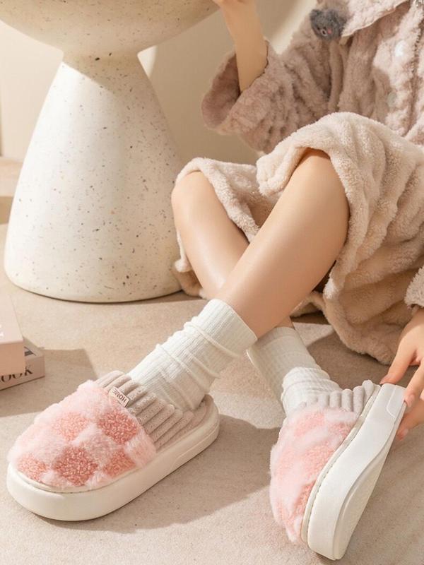 Cute, casual, soft and comfortable home warm cotton slippers, pink and soft, suitable for indoor and outdoor use in autumn and winter