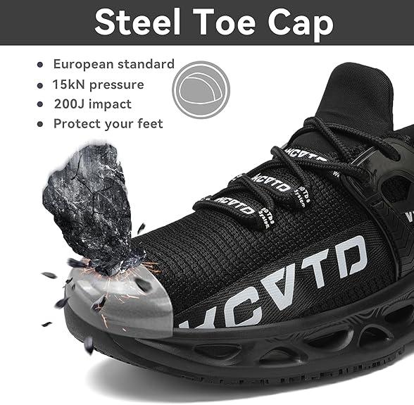 Men's Safety Shoes Steel Toe Protection Work Shoes Anti-smashing Anti-puncture Anti-slip Labor Protection Shoes Casual Fashion Sports Shoes Four Seasons Breathable Lightweight Wear-resistant Construction Decoration Shoes