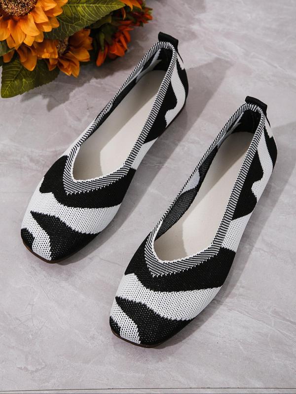 Women's Fashionable Zebra Stripe Pattern Slip on Ballet Flats, Casual Comfortable Breathable Flat Shoes, All-match Commuter Shoes for Work & Daily Wear