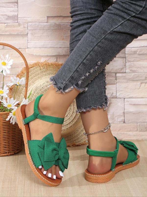 Women's Fashionable Bowknot Design Flat Sandals, Soft Oxford Bottom Slingback Sandals for Summer 2024, Casual Lightweight Breathable Comfortable Shoes for Daily Wear