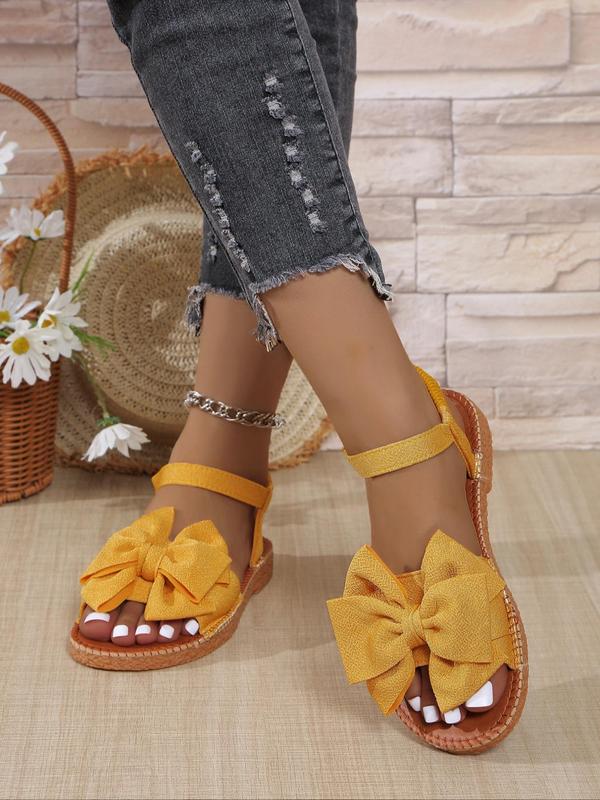 Women's Fashionable Bowknot Design Flat Sandals, Soft Oxford Bottom Slingback Sandals for Summer 2024, Casual Lightweight Breathable Comfortable Shoes for Daily Wear