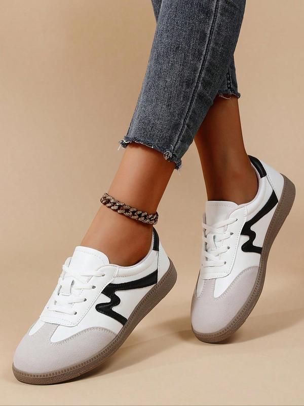 Women's Colorblock Lace Up Sneakers, Casual Breathable Comfortable Training Shoes, All-match Basic Shoes for Daily Wear