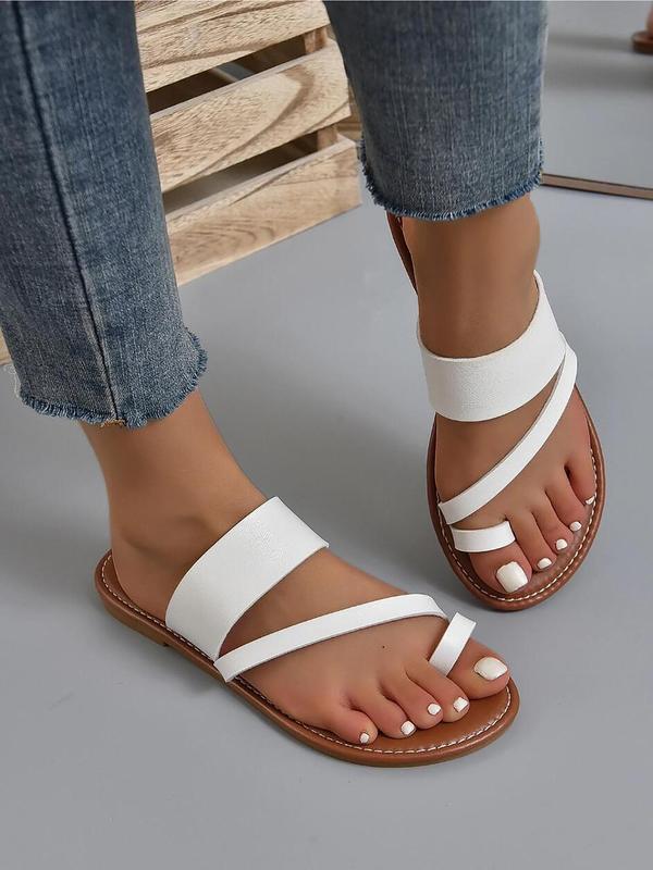 Women's Fashionable Plain Color Flat Sandals for Beach Holiday Vacation, Toe Thong Flat Slippers, Casual Versatile Summer Sandals, Trendy All-match Sandals for Women