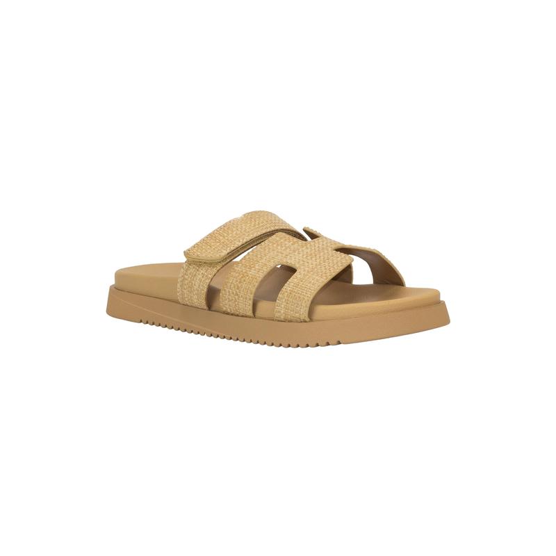 Lyon - Wide Friendly Velcro Front Strap Slide Flat Sandals