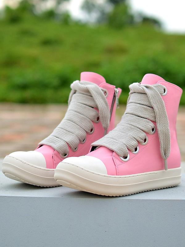 Women's Fashionable Lace Up Front High Top Casual Sneakers, Casual Comfortable Sports Shoes for Daily Wear, Female All-match Round Toe Shoes for Daily Wear As Gift, Fall Shoes