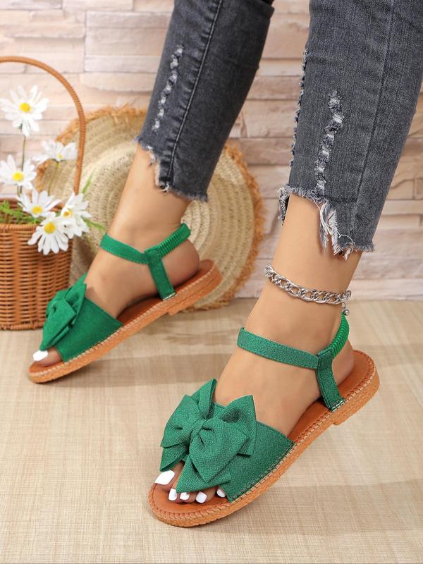 Women's Fashionable Bowknot Design Flat Sandals, Soft Oxford Bottom Slingback Sandals for Summer 2024, Casual Lightweight Breathable Comfortable Shoes for Daily Wear