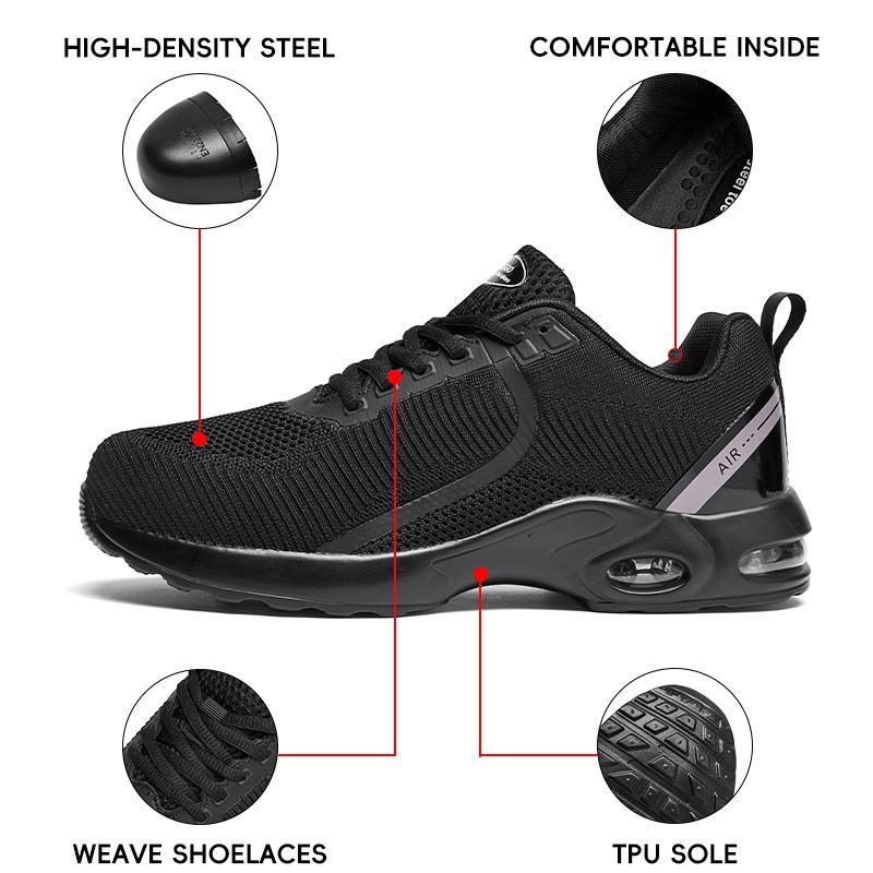 Steel toe  are puncture-proof and toe-injury-proof. Suitable for outdoor travel and construction workers. Comfortable, durable, lightweight and breathable. Safety boots and footwear are non-slip. safety