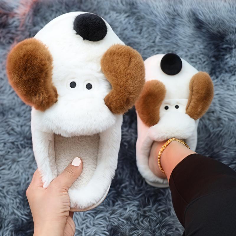 Cartoon Cow Slippers for Women Men Cozy Plush Cotton Home Slippers - Warm Stylish and Comfortable Plush Indoor Slippers and Relaxing Fit winter indoor