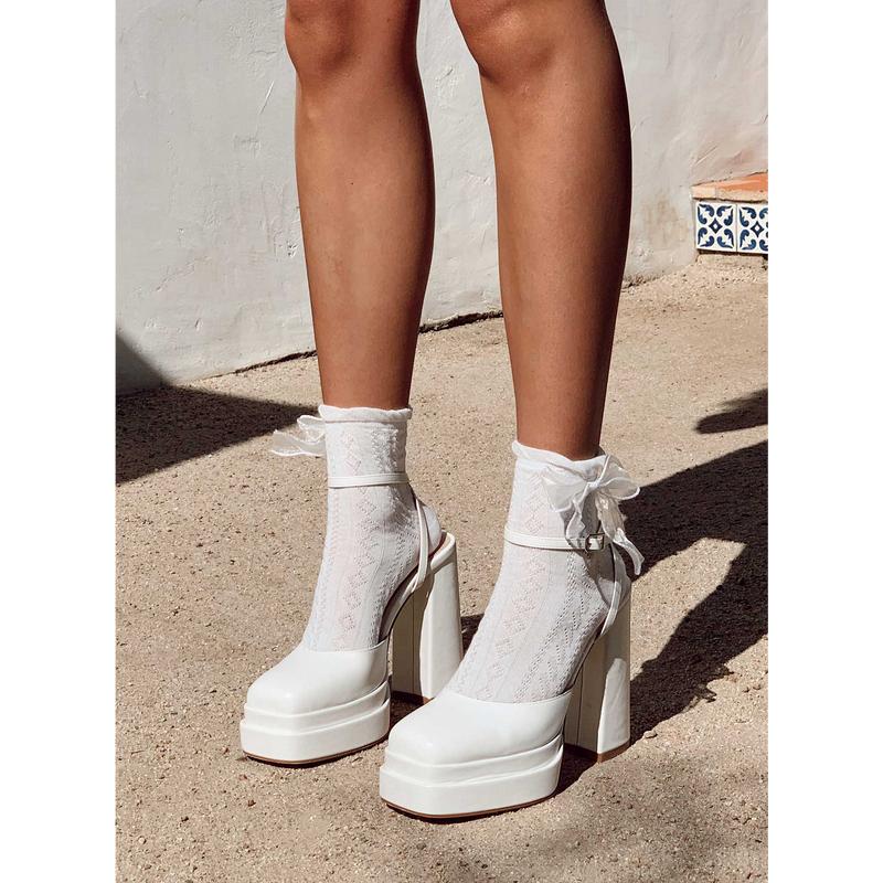 Alto Platform Heels Matte White