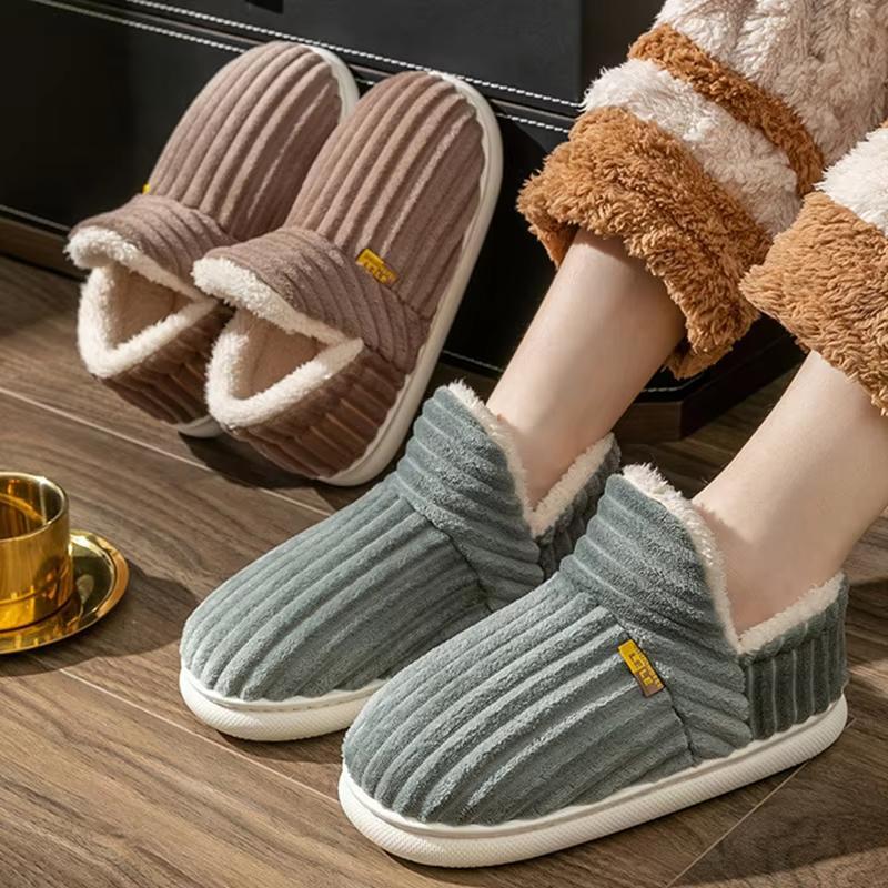 Fashionable plush slippers, men's and women's winter indoor fluffy warm plush home slippers, outdoor plush soft fur slippers Footwear Walking Shoes