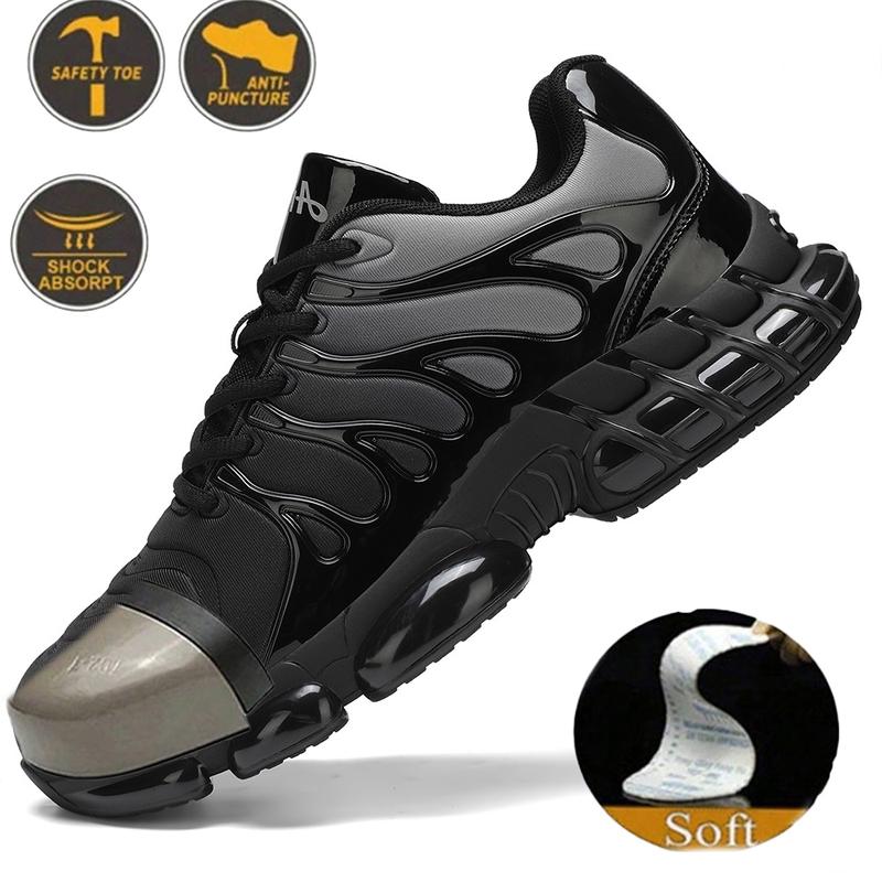 Men's Outdoor Work Shoes, Leather Waterproof Safety Shoes, Steel Toe Cap, High Top, Lightweight, Puncture Resistant, Spark-Proof, Splash Proof, Workwear Boots For Construction & Outdoor