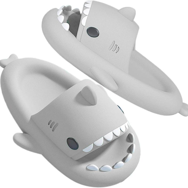 Cartoon shark non-slip slippers, men's lightweight quick-drying slippers, indoor and outdoor beach shower room shoes