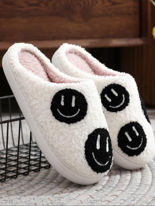 Women's Cute Cartoon Face Pattern Plush Slippers, Casual Soft Comfortable Home Slippers, Warm Slippers for Indoor & Outdoor Use for Fall & Winter