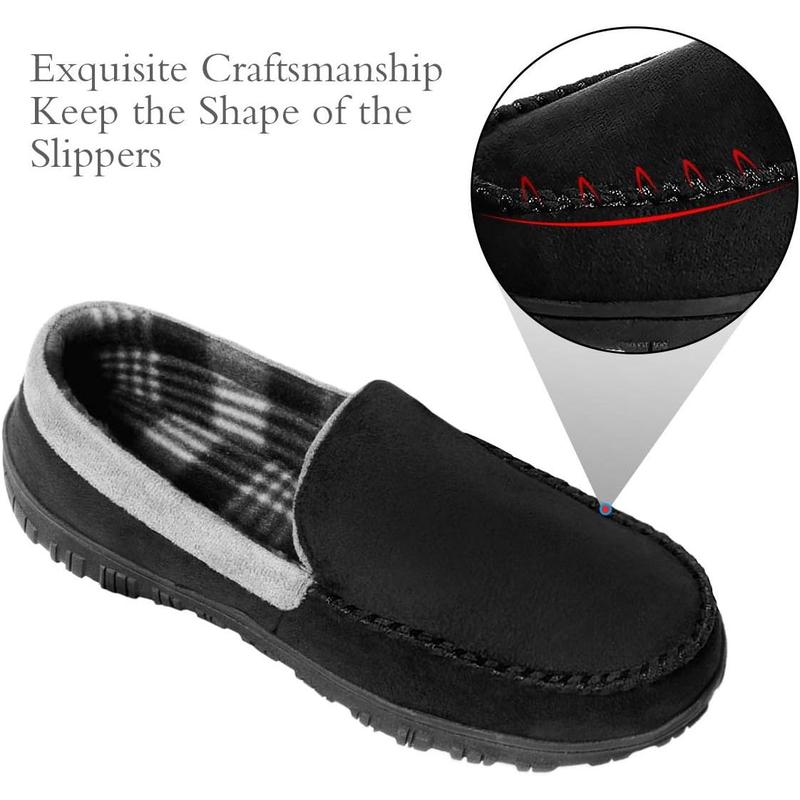 Mens Slippers microsuede Moccasin memory foam house shoes