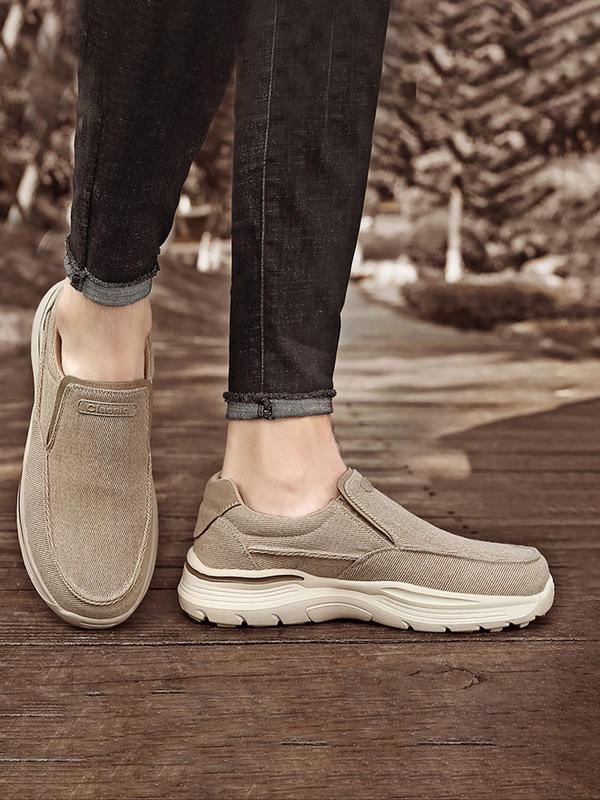 Men's Casual Plain Canvas Slip-on Shoes, 2024 New Style Lightweight Breathable Comfortable Flat Shoes, Fashionable Shoes for Daily Wear