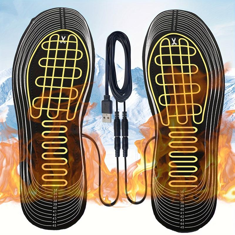 USB Heated Shoe Insoles Electric Foot Warming Pad Feet Warmer Sock Pad Mat Winter Outdoor Sports Heating Insole Winter Warm Footwear Comfort