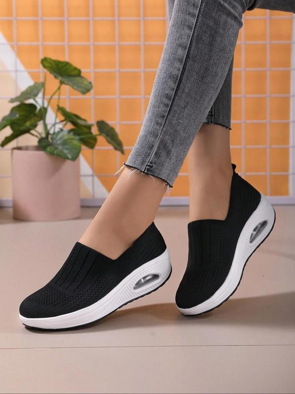 Women's Solid Color Mesh Breathable Slip on Sneakers, Casual Comfortable Sports Running Shoes, All-match Commuter Athletic Trainer for Work & Daily Footwear for Girl