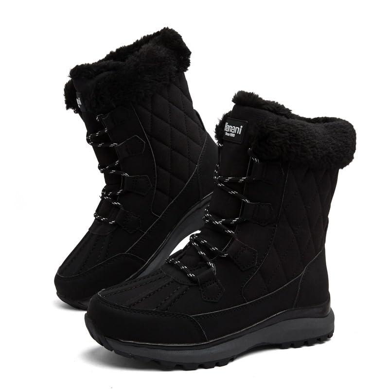 Womens Winter Waterproof Boots Snow Boots Warm Fur Lined Anti Slip Ankle Boots Mid Calf Snowboots