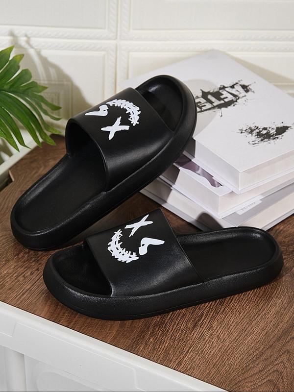 Men's Casual Pop Art Print Smile Face Design Soft Slippers, Trendy Non-slip Comfortable Slippers, All-match Soft Slippers for Indoor & Outdoor Wear