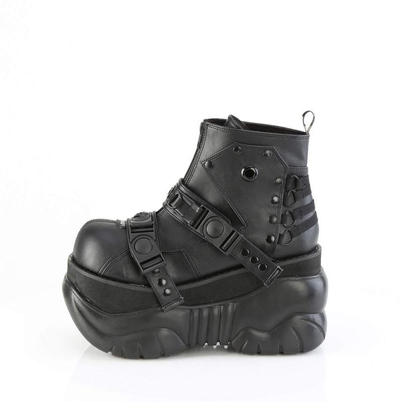 Demonia Men's Boxer-60 Black Vegan Leather Ankle Boots