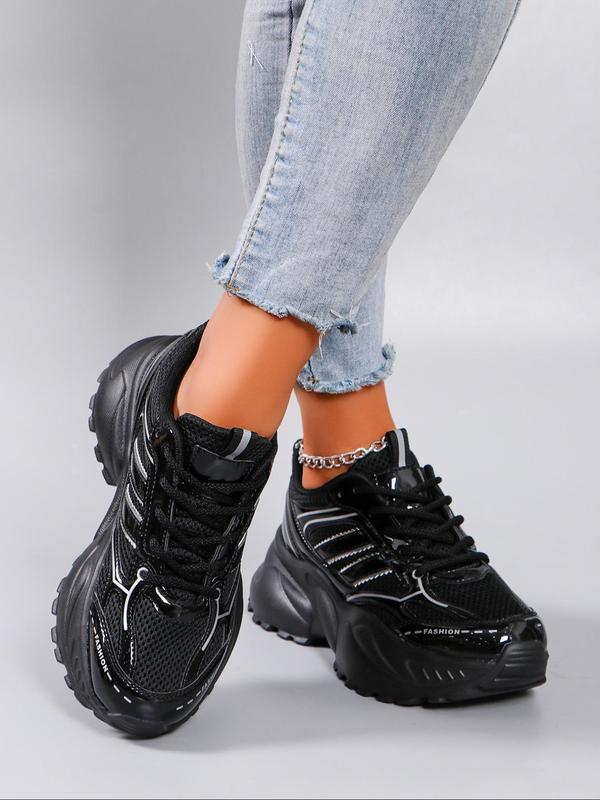 Women's Fashionable Lace Up Platform Sneakers, Casual Comfortable Sports Shoes for Daily Wear, Trendy All-match Sneakers for Women & Girls