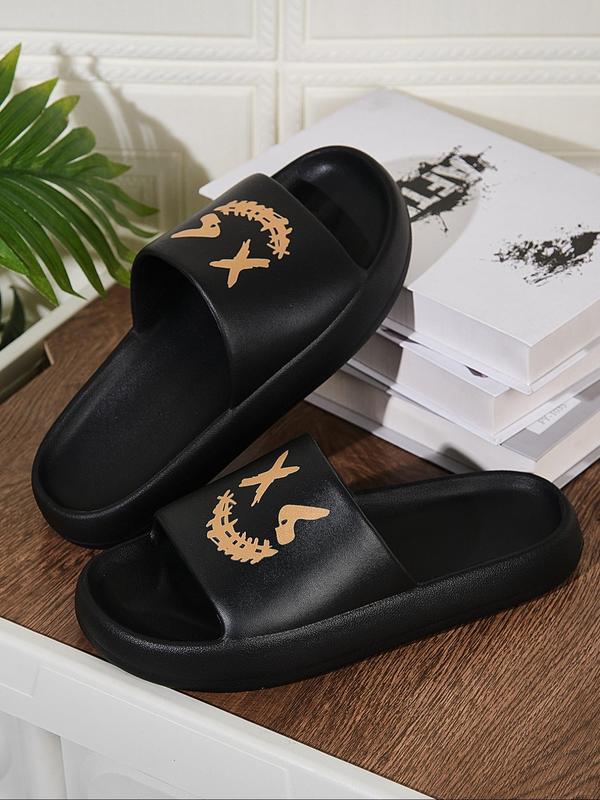 Men's Casual Pop Art Print Smile Face Design Soft Slippers, Trendy Non-slip Comfortable Slippers, All-match Soft Slippers for Indoor & Outdoor Wear