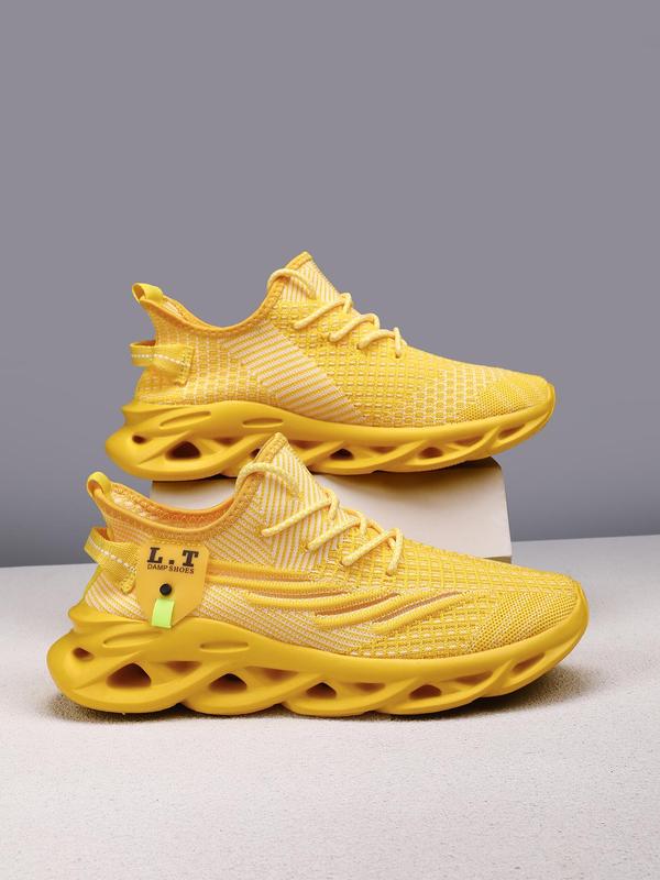 Men's Fashionable Letter Print Lace Up Blade Sole Low Top Sneakers, Casual Breathable Comfortable Sports Running Shoes, Male All-match Round Toe Shoes for Daily Wear