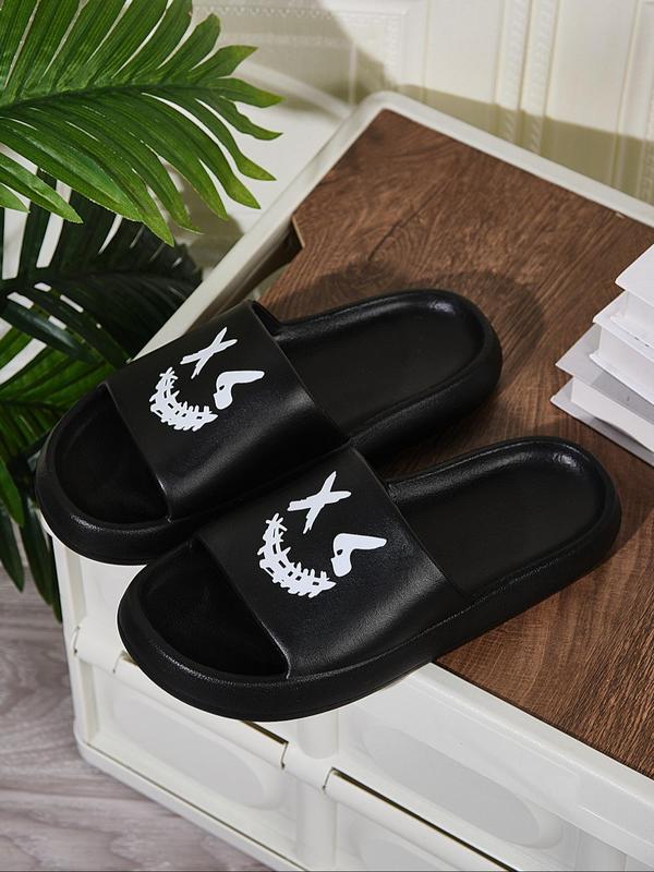 Men's Casual Pop Art Print Smile Face Design Soft Slippers, Trendy Non-slip Comfortable Slippers, All-match Soft Slippers for Indoor & Outdoor Wear