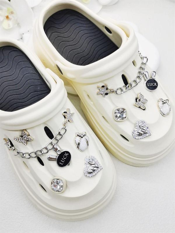 Women's Elegant Rhinestone Decorated Heart & Star & Rabbit & Butterfly Design Shoes Charms, Exquisite Trendy Shoes Charms, Fashionable Shoes Accessories for Clogs & Shoes Decoration