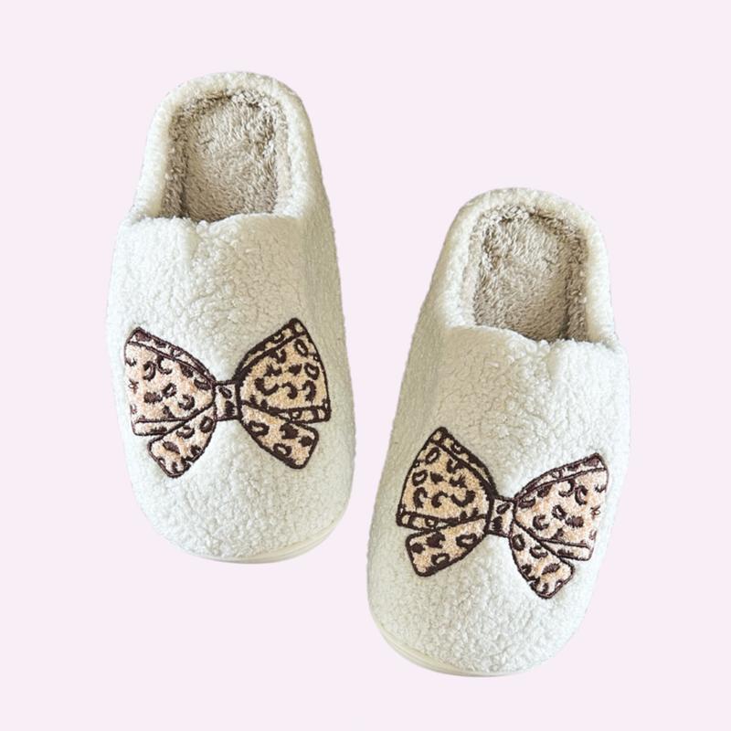 LEOPARD BOW SLIPPERS ♡ cozy slippers