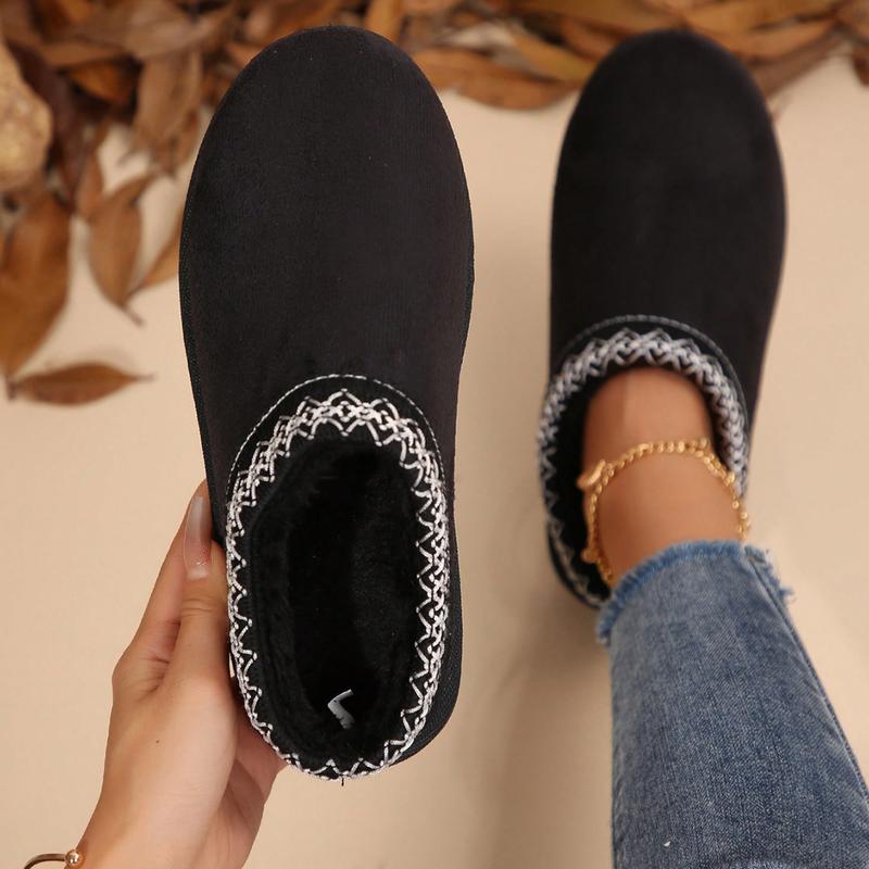 Merking Women's Winter Slippers, Platform Snow Boots, Thickened Flat Boots, Fur Lining, Warm Shoes, Outdoor Non Slip Boots