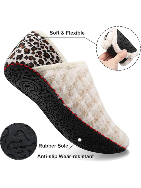 Women's Striped Pattern Slippers with Rubber Sole, Soft Lightweight House Slipper Socks with Grippers, Non-slip Comfortable Home Slippers, Warm Shoes for Indoor & Outdoor Use