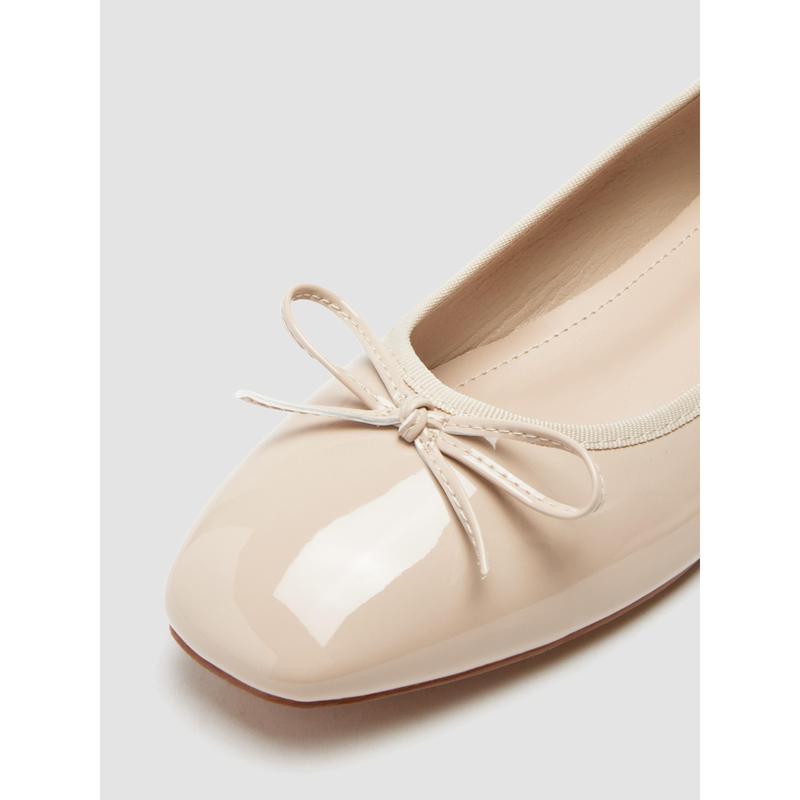 Cider [9 colors, size 6-11] Bowknot Decor Square Toe Ballet Mary Jane Flats