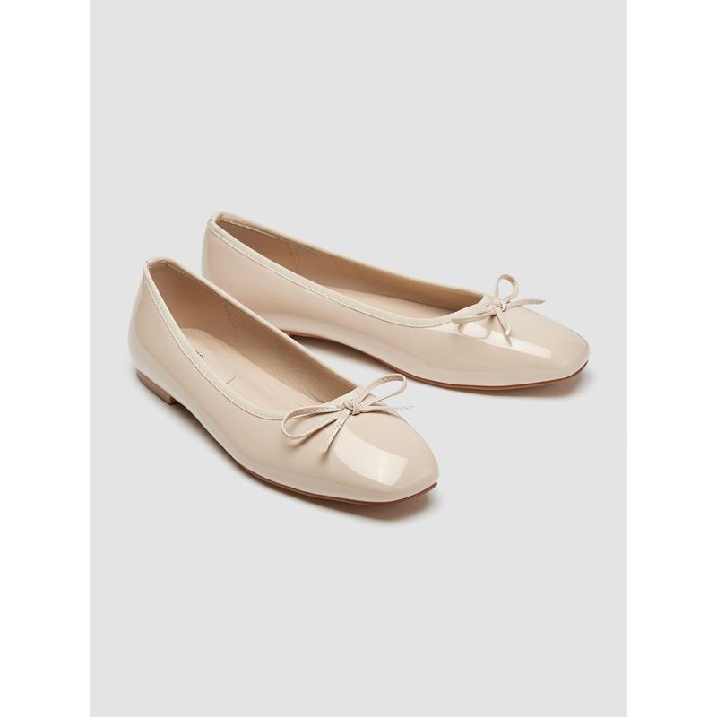 Cider [9 colors, size 6-11] Bowknot Decor Square Toe Ballet Mary Jane Flats