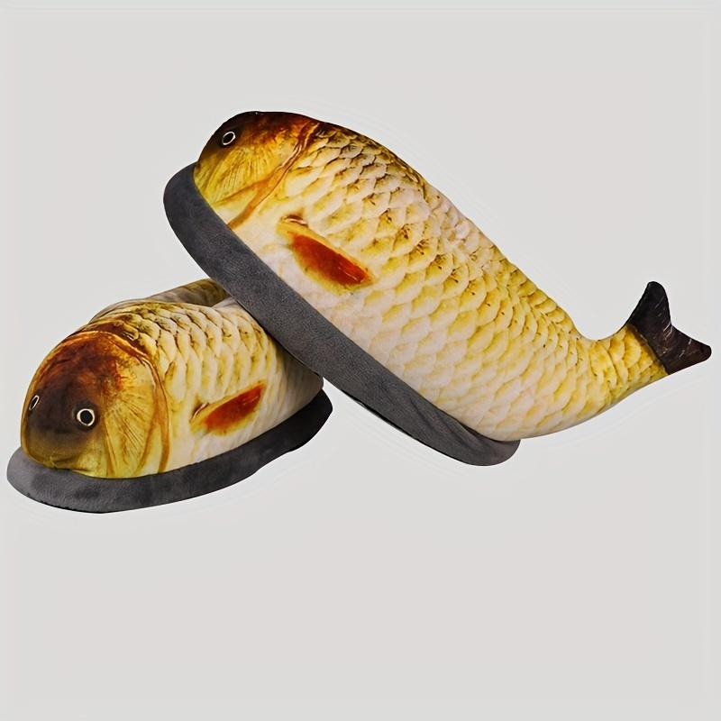 Men's Novelty Fish-Shaped Warm Slippers, Cute Comfortable and Non-Slip Slippers, Winter