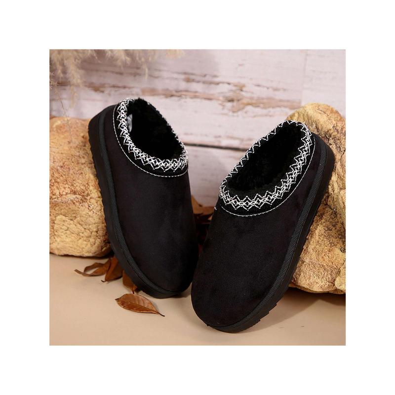 Merking Women's Winter Slippers, Platform Snow Boots, Thickened Flat Boots, Fur Lining, Warm Shoes, Outdoor Non Slip Boots