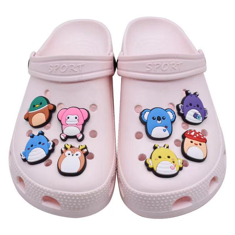 36pcs squishmallow Cute Cartoon Pig Shaped Shoe Decoration for Clogs, Animal Design Cute All-match Clogs for Daily Wear Footwear Comfort Bedroom