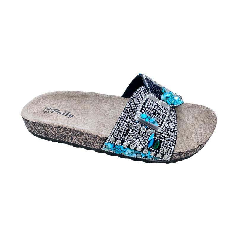 SANDY-5 Womens Sandals Rhinestone Embellished Strap Open Toe