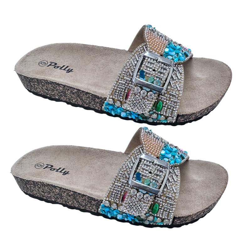 SANDY-5 Womens Sandals Rhinestone Embellished Strap Open Toe