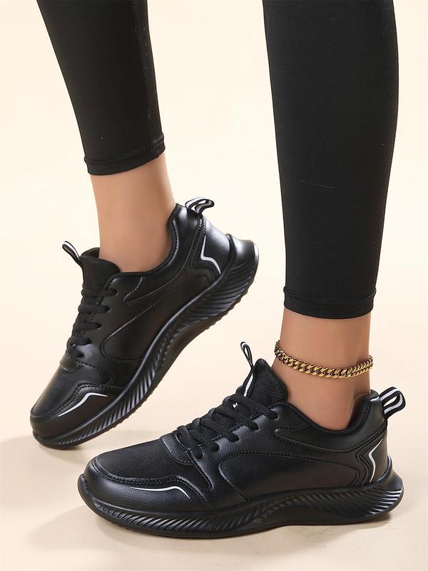 Women's Fashionable Lace Up Low Top Sneakers, Casual Comfortable Sports Shoes for Outdoor Activities, Female All-match Round Toe Shoes for Daily Wear