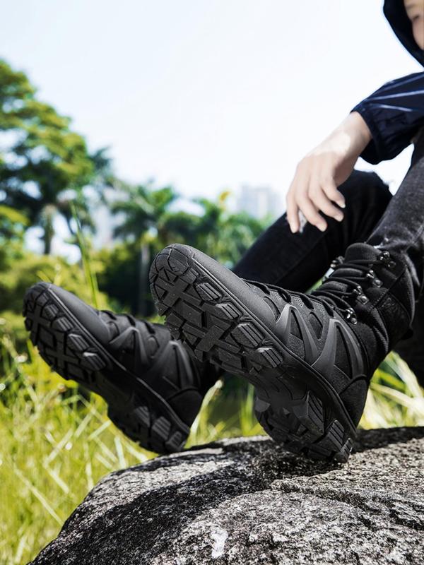 Men's Fashionable Combat Boots, Casual Outdoor Training Boots, Male All-match Round Toe Boots for Daily Wear