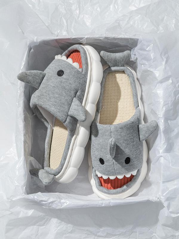 Men's Cute Shark Design Slippers, 2024 New Style Casual Soft Comfortable Home Slippers, Non-slip Breathable Slippers for Indoor & Outdoor Wear