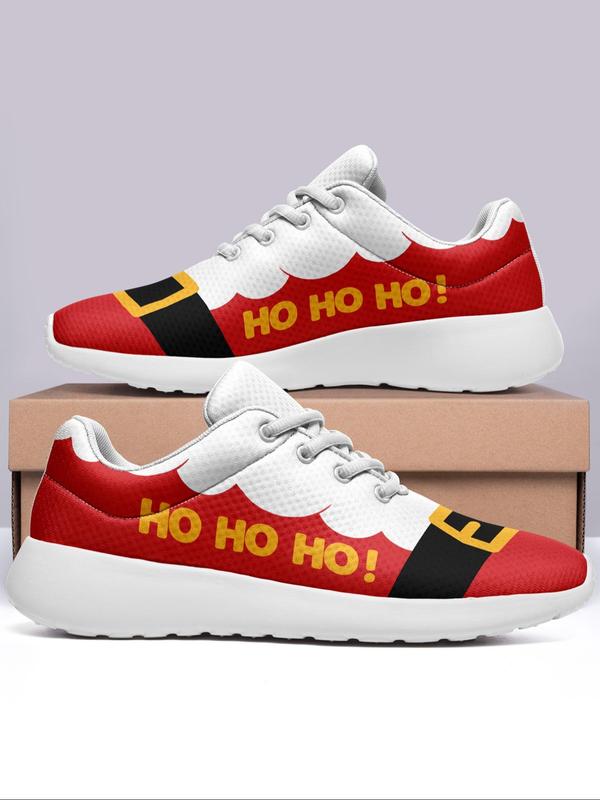 Men's Christmas Themed Lace Up Low Top Sneakers, Casual Comfortable Breathable Sports Shoes, Male All-match Round Toe Shoes for Daily Wear