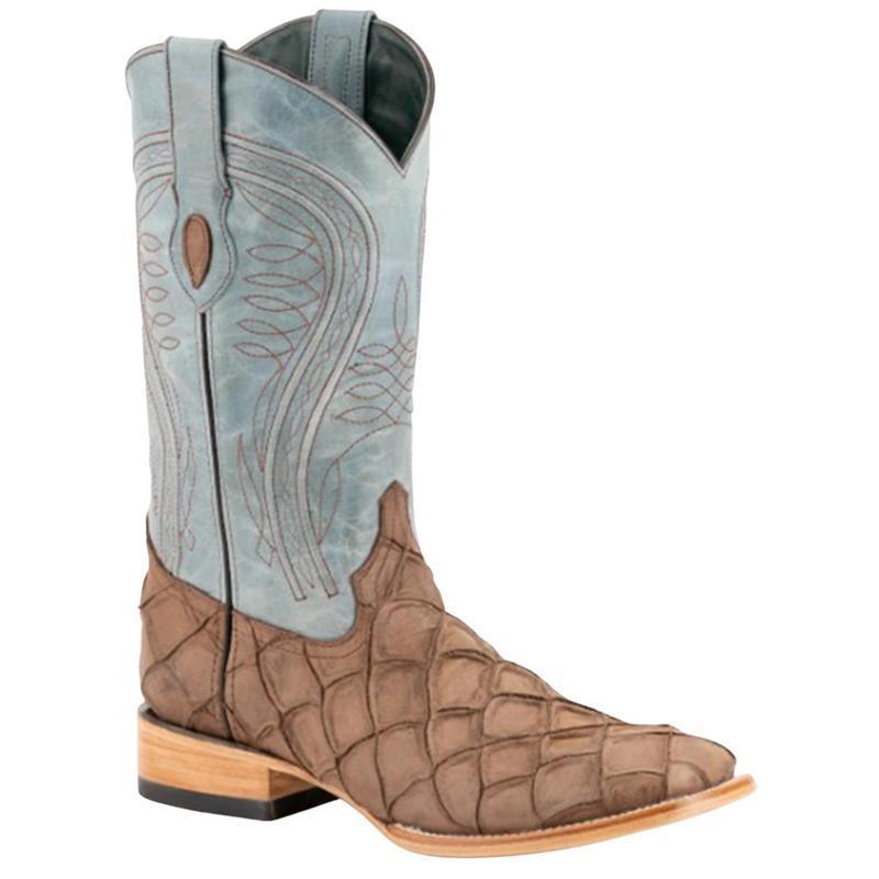 Ferrini Men's Bronco Pirarucu Print Western Boot Broad Square Toe - 43393-10 Boy Closed