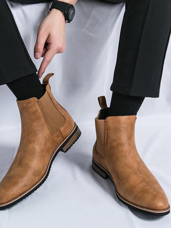 Men's Business Chelsea Boots, Casual Comfortable Ankle Fashion Boots for Daily Wear, Male All-match Shoes for Fall & Winter