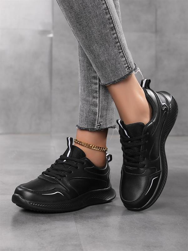 Women's Fashionable Lace Up Low Top Sneakers, Casual Comfortable Sports Shoes for Outdoor Activities, Female All-match Round Toe Shoes for Daily Wear